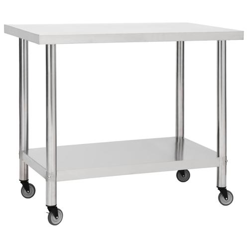 vidaXL Keukenwerktafel met wielen 80x60x85 cm roestvrij, Zakelijke goederen, Horeca | Overige, Verzenden