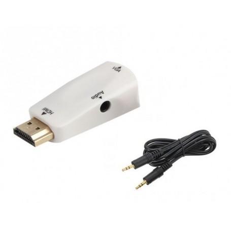 HDMI naar VGA + audio omvormer converter adapter Wit, Computers en Software, Accu's en Batterijen, Nieuw, Verzenden