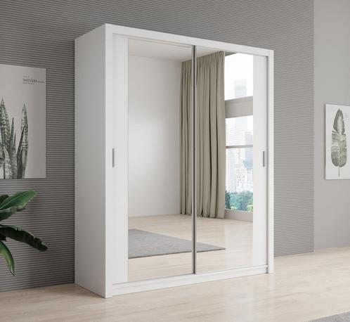 Kledingkast wit 180x62x215 Kleerkast schuifdeuren + spiegel, Huis en Inrichting, Kasten | Vitrinekasten, 50 tot 75 cm, Nieuw, 200 cm of meer