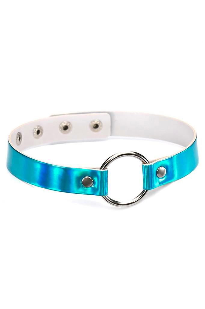 Choker Blauw Holografisch Ring Iridescent Collar Ketting Sex, Sieraden, Tassen en Uiterlijk, Kettingen, Nieuw, Verstelbaar, Kunststof