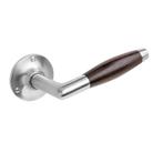 Deurklinken Retro palissander geveerd met ronde rozetten..., Ophalen of Verzenden, Nieuw, Koper of Messing, Klink of Kruk