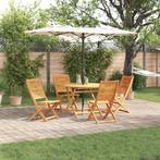 vidaXL Tuin Eetset 5 pcs Natuurlijk hout, Verzenden, Nieuw