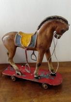 Hobbelpaard - First Half 20th Century Wooden Horse On Wheels, Antiek en Kunst, Antiek | Speelgoed