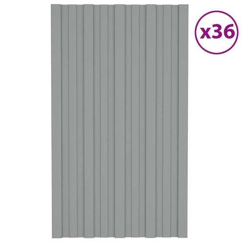 vidaXL Dakpanelen 36 st 80x45 cm gegalvaniseerd staal grijs, Doe-het-zelf en Verbouw, Dakpannen en Dakbedekking, Grijs, Nieuw