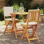 vidaXL 3-delige Vouw Bistro Set met Kussens van Massief, Tuin en Terras, Tuinsets en Loungesets, Verzenden, Nieuw