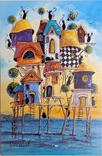 Nataliya Grinchenko (XX-XXI) - Fishing Town of Cats, Antiek en Kunst