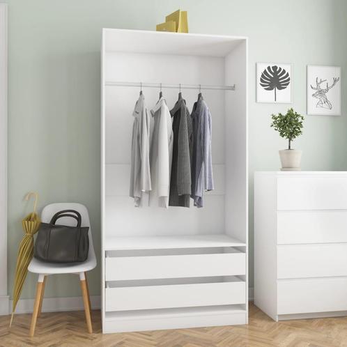 vidaXL Kledingkast 100x50x200 cm bewerkt hout wit, Huis en Inrichting, Kasten | Kledingkasten, Nieuw, Verzenden
