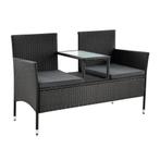 Tuinbank Monaco - Polyrotan zwart/grijs, Tuin en Terras, Verzenden, Nieuw
