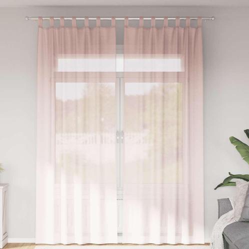 vidaXL Gordijnen voile met lussen 2 st 140x260 cm lichtroze, Huis en Inrichting, Stoffering | Gordijnen en Lamellen, Nieuw, Verzenden