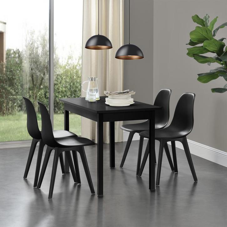 Eetkamerset eethoek Lendava 5-delig tafel met 4 stoelen zwar, Huis en Inrichting, Tafels | Eettafels, Verzenden