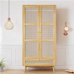 2-Deurs Rotan Kledingkast – Garderobe met Rail 90×45×183 cm, Verzenden, Nieuw