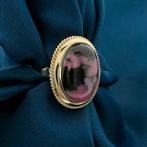 Gouden ring met Rhodoniet | Vintage/antiek (geelgoud), Gebruikt, Overige kleuren, Ophalen of Verzenden, 17 tot 18