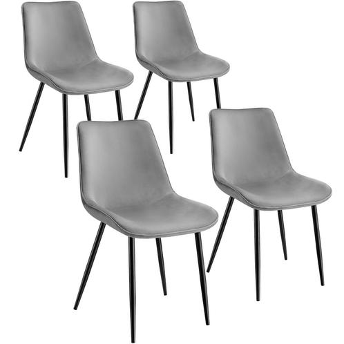 Set stoelen Monroe fluweellook - grijs, Set van 4, Huis en Inrichting, Stoelen, Verzenden