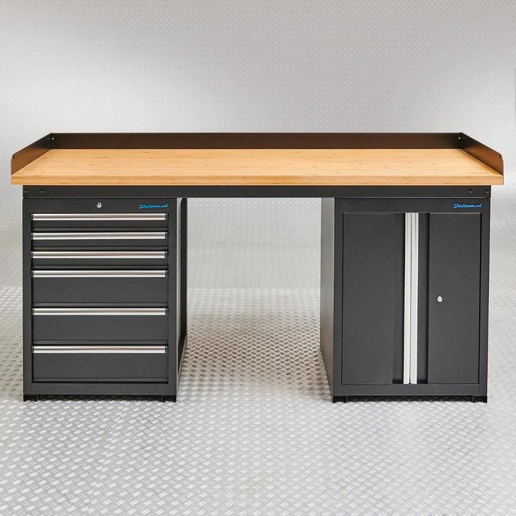 Datona Werkbank PRO bamboe - 6 lades - opbergkast - 200 cm -, Doe-het-zelf en Verbouw, Werkbanken, Nieuw, Ophalen of Verzenden