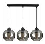 Hanglamp Industrieel 3-Lamps Rechte Montageplaat Smoke Bol Z, Huis en Inrichting, Lampen | Hanglampen, Nieuw, Metaal, Verzenden