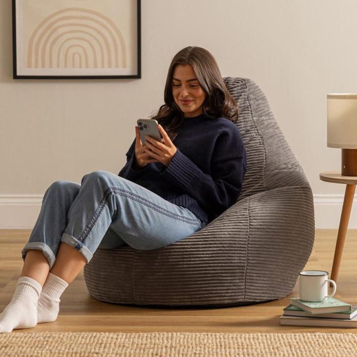 Cloudy Cord Zitzak Stoel - Antraciet, Huis en Inrichting, Zitzakken, Verzenden