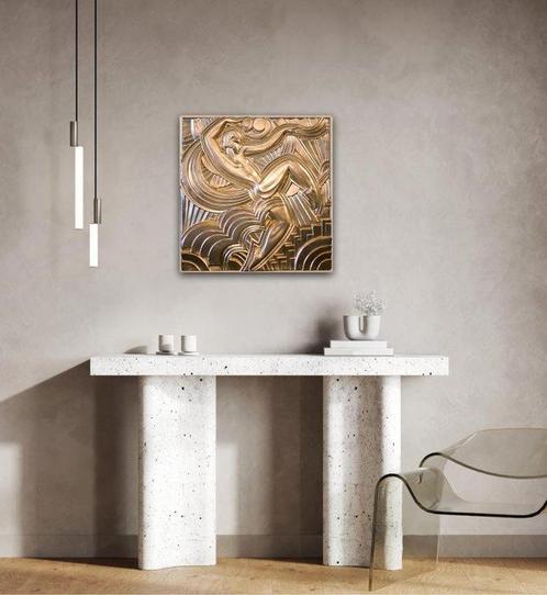 Naar Maurice Picaud - Reliëf, Goud Bas-reliëf Folies Bergère, Antiek en Kunst, Kunst | Designobjecten