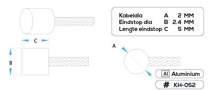 Staalkabel met Eindstop 2mm, Doe-het-zelf en Verbouw, IJzerwaren en Bevestigingsmiddelen, Verzenden