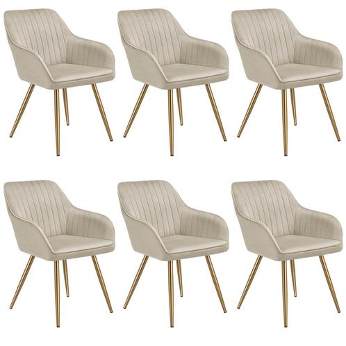 Eetkamerstoel Marilyn, fluweeloptiek, doorgestikt - creme/go, Huis en Inrichting, Stoelen, Verzenden