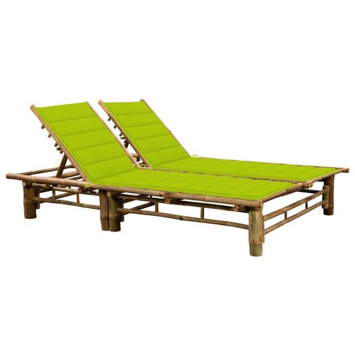 vidaXL Ligbed 2-persoons met kussens bamboe, Tuin en Terras, Ligbedden, Nieuw, Verzenden