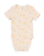 HEMA Meegroeiromper rib bamboe met stretch vogels geel, Verzenden, Nieuw
