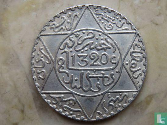 Marokko 2½ dirham 1902 (AH1320 - London, Postzegels en Munten, Munten | Afrika, Losse munt, Goud, Zilver, Overige landen, Verzenden