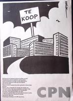 Vintage politieke poster CPN over grote leegstand (Posters), Verzenden, Nieuw, Overige onderwerpen, Met lijst