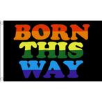 Born This Way roze vlaggen 150 x 90 cm - Vlaggen, Nieuw, Ophalen of Verzenden