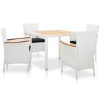 vidaXL 5-delige Tuinset poly rattan wit, 4 zitplaatsen, Nieuw, Tuinset, Verzenden