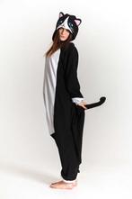 Onesie Zwarte Kat Pak L-XL Poezenpak Kostuum Zwart Poes Dier, Maat 52/54 (L), Carnaval, Nieuw, Ophalen of Verzenden