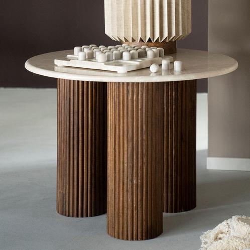 *WOONWINKEL* Eleonora Xavi Moderne Bijzettafel Creme Marmer, Huis en Inrichting, Tafels | Bijzettafels, Nieuw, Verzenden