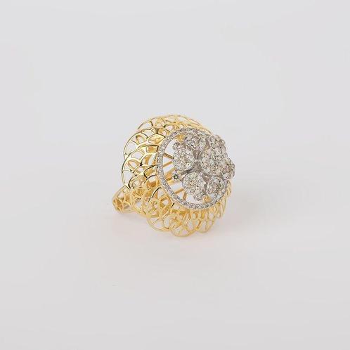Cocktailring - 14 karaat Geel goud - 1.36ct. tw. Diamant, Sieraden, Tassen en Uiterlijk, Antieke sieraden