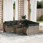 vidaXL 9-delige Loungeset met kussens poly rattan grijs, Verzenden, Nieuw, Rotan, Loungeset