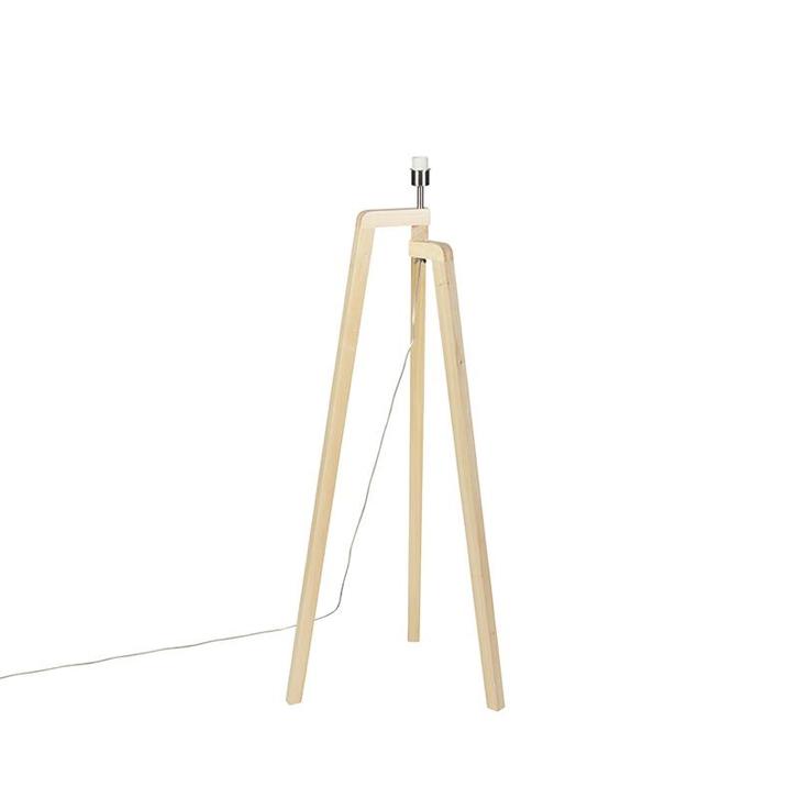 Vloerlamp tripod hout zonder kap - Puros, Huis en Inrichting, Lampen | Vloerlampen, Nieuw, Overige materialen, 100 tot 150 cm