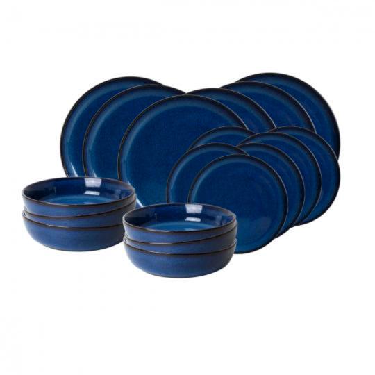 2dekans | Ardtime 18-piece flat and soup plate service BLUE, Huis en Inrichting, Complete eetkamers, Zo goed als nieuw, Ophalen of Verzenden