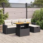 vidaXL 6-delige Loungeset met kussens poly rattan acacia, Verzenden, Nieuw, Rotan, Loungeset