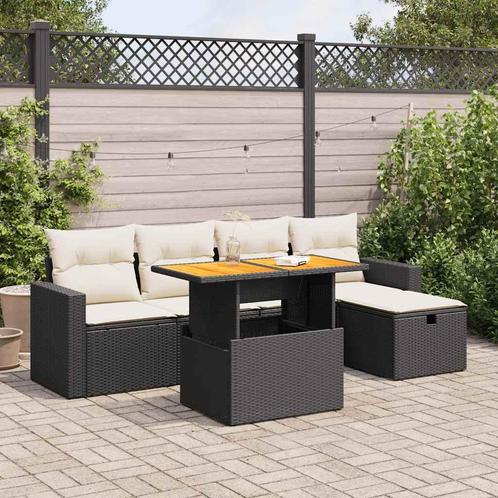 vidaXL 6-delige Loungeset met kussens poly rattan acacia, Tuin en Terras, Tuinsets en Loungesets, Loungeset, Nieuw, Rotan, Verzenden