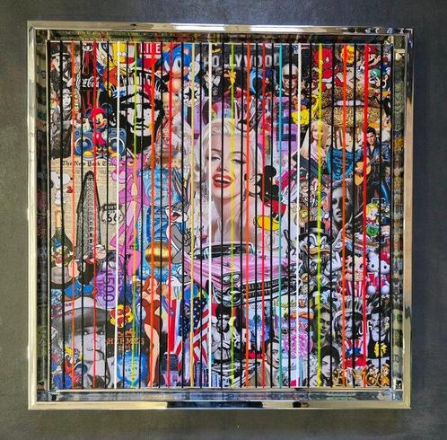 Elmago - Mickey kiss Marilyn pop 4 codebarre (large) luxe, Antiek en Kunst, Kunst | Schilderijen | Modern