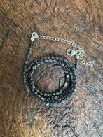 Collier van zwarte diamanten, ruw + zilver 925. 22,35
