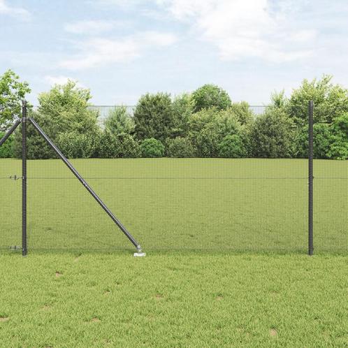 vidaXL Gelast Draadhek met 13 Spijkerpalen Grijs 1.4x50 m, Tuin en Terras, Schuttingen, Nieuw, IJzer, Verzenden