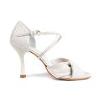 PD854 Bruidsschoenen met kruisbandjes - Beige suede en parel, Verzenden, Nieuw