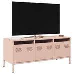 vidaXL Tv-meubel 101,5x39x43,5 cm koudgewalst staal roze, Huis en Inrichting, Minder dan 50 cm, Verzenden, Nieuw, Minder dan 25 cm