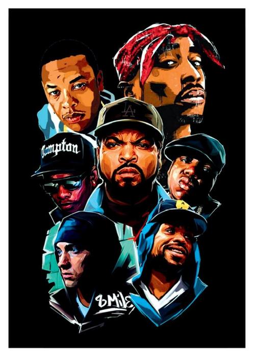 Posters - Poster Old School Rap - Old School Rap, Verzamelen, Muziek, Artiesten en Beroemdheden, Zo goed als nieuw, Verzenden