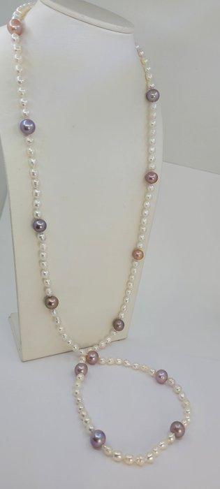 Zonder Minimumprijs - Halsketting 6x11mm witte en roze, Sieraden, Tassen en Uiterlijk, Kettingen