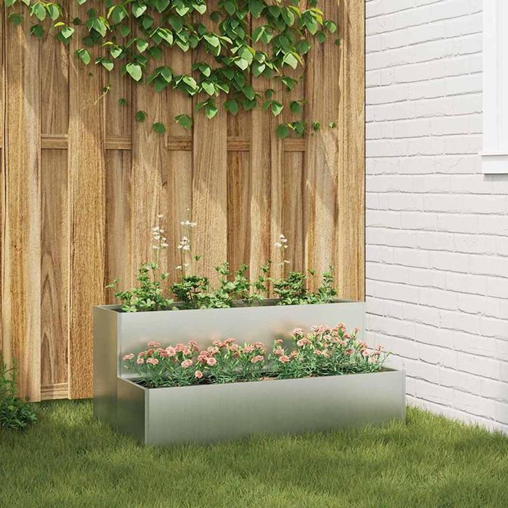 vidaXL Tuin Bloempot Zilver 100 x 60 x 45 cm Gegalvaniseerd, Tuin en Terras, Bloembakken en Plantenbakken, 60 tot 100 cm, Nieuw