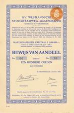 Westlandsche Stoomtramweg Maatschappij, aandeel uit 1942, Postzegels en Munten, Aandelen en Waardepapieren, 1920 tot 1950, Ophalen of Verzenden
