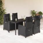 vidaXL 5-delige Tuinset met kussens poly rattan zwart, Tuin en Terras, Tuinsets en Loungesets, 4 zitplaatsen, Nieuw, Tuinset, Verzenden