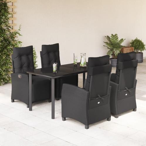 vidaXL 5-delige Tuinset met kussens poly rattan zwart, Tuin en Terras, Tuinsets en Loungesets, Tuinset, Nieuw, 4 zitplaatsen, Rotan
