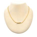 18 Krt. Gouden cobra schakel collier met diamant; 0,32 ct..., Sieraden, Tassen en Uiterlijk, Kettingen, Gebruikt, Overige kleuren
