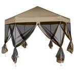 Partytent met wanden zeshoekig 3,6x3,1 m taupe 220 g/m, Huis en Inrichting, Verzenden, Nieuw